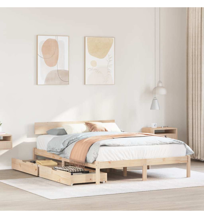 Cadre de lit sans matelas 160x200 cm bois massif de pin | Mobilier & Déco