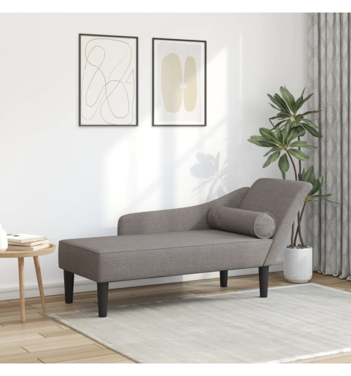 Chaise longue avec coussins taupe tissu | Mobilier & Déco