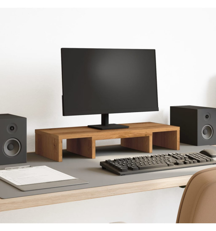 Support de moniteur réglable chêne artisanal bois d'ingénierie | Mobilier & Déco