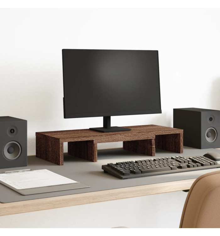 Support de moniteur réglable chêne marron bois d'ingénierie | Mobilier & Déco