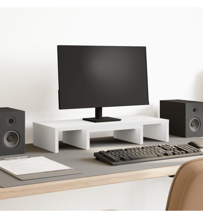 Support de moniteur réglable blanc bois d'ingénierie | Mobilier & Déco