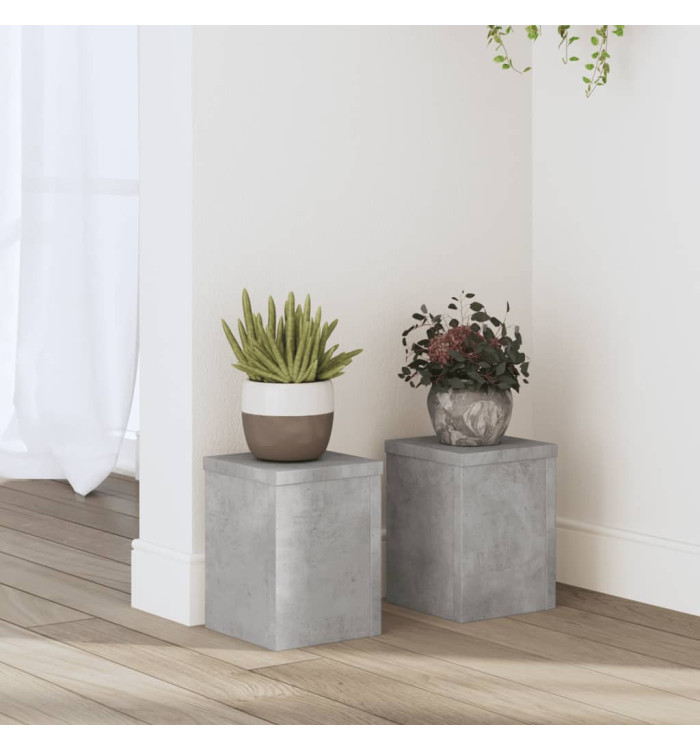 Supports pour plantes 2 pcs gris béton bois d'ingénierie | Mobilier & Déco