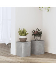 Supports pour plantes 2 pcs gris béton bois d'ingénierie | Mobilier & Déco