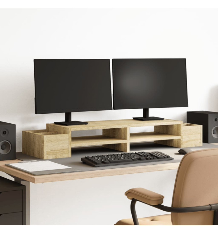 Support de moniteur avec rangement chêne sonoma bois ingénierie | Mobilier & Déco