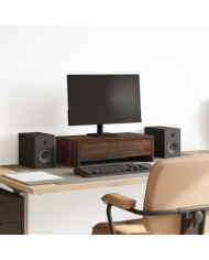 Support de moniteur avec tiroirs chêne marron bois d'ingénierie | Mobilier & Déco