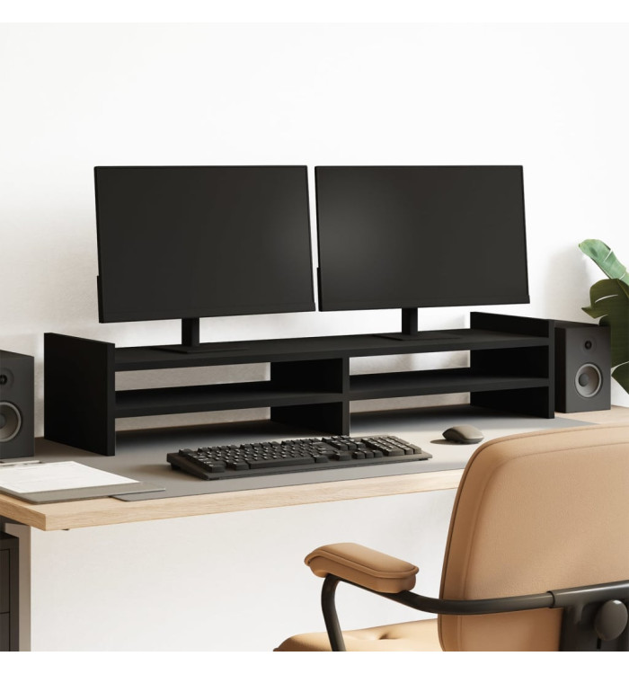 Support de moniteur noir 100x27x20 cm bois d'ingénierie | Mobilier & Déco