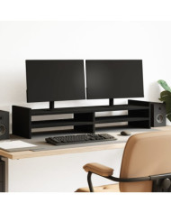 Support de moniteur noir 100x27x20 cm bois d'ingénierie | Mobilier & Déco