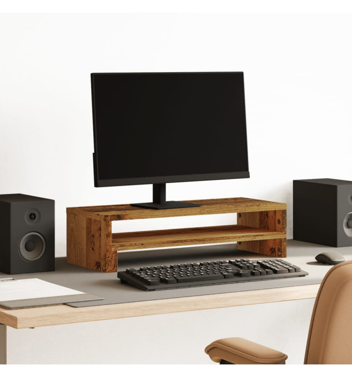 Support de moniteur vieux bois 54x22x15 cm bois d'ingénierie | Mobilier & Déco