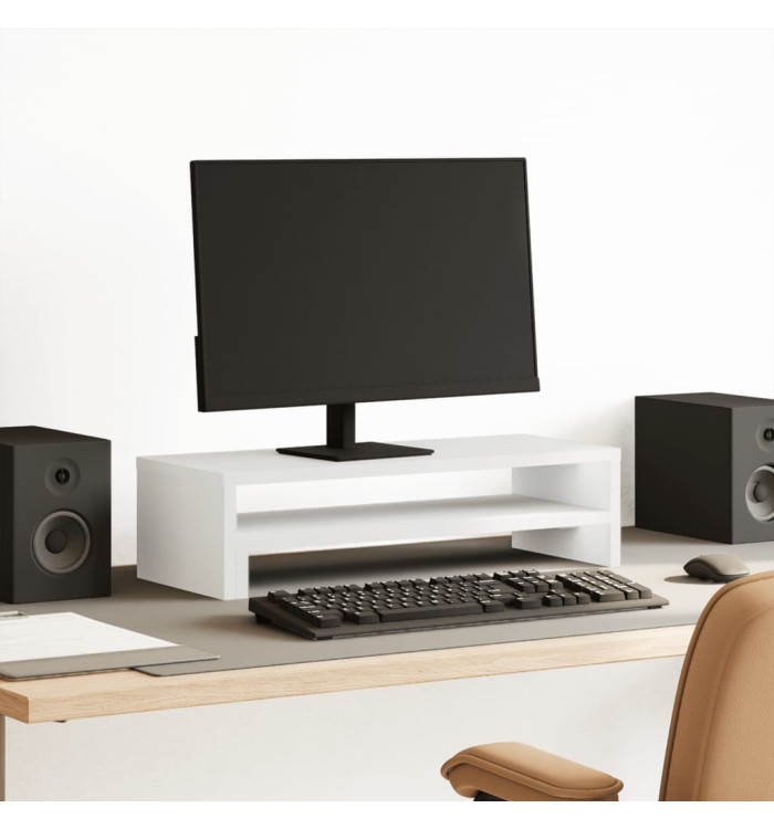 Support de moniteur blanc 54x22x15 cm bois d'ingénierie | Mobilier & Déco