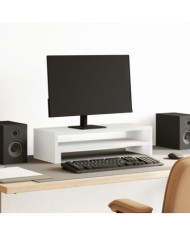 Support de moniteur blanc 54x22x15 cm bois d'ingénierie | Mobilier & Déco