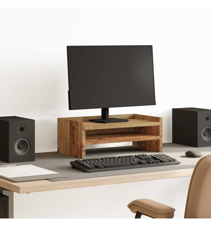 Support de moniteur vieux bois 42x24x16 cm bois d'ingénierie | Mobilier & Déco