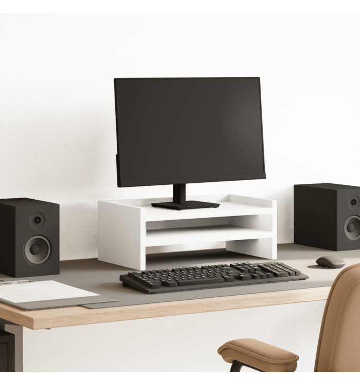 Support de moniteur blanc 42x24x16 cm bois d'ingénierie | Mobilier & Déco
