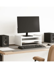 Support de moniteur blanc 42x24x16 cm bois d'ingénierie | Mobilier & Déco