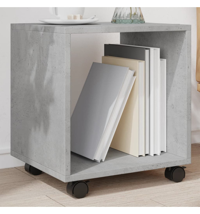 Armoire à roulettes gris béton 37x33x42,5 cm bois d’ingénierie | Mobilier & Déco