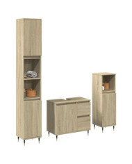 Ensemble de meubles de salle de bain 3 pcs chêne sonoma | Mobilier & Déco