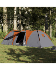 Tente familiale à dôme 8 personnes gris et orange imperméable | Mobilier & Déco