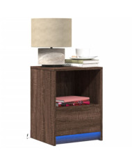 Armoires de chevet et lumières LED 2 pcs chêne marron | Mobilier & Déco