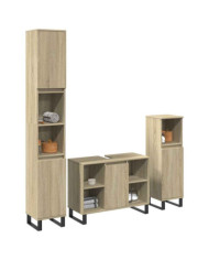 Ensemble de meubles de salle de bain 3 pcs chêne sonoma | Mobilier & Déco