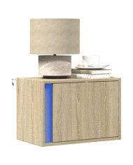 Table de chevet murale avec lumières LED chêne sonoma | Mobilier & Déco