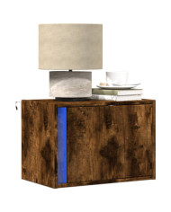 Tables de chevet murales avec lumières LED 2 pcs chêne fumé | Mobilier & Déco