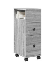 Meuble étroit de salle de bain à roulettes sonoma gris | Mobilier & Déco