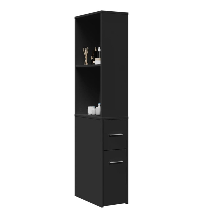 Armoire de salle de bain étroite avec roulettes noir | Mobilier & Déco