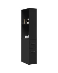 Armoire de salle de bain étroite avec roulettes noir | Mobilier & Déco