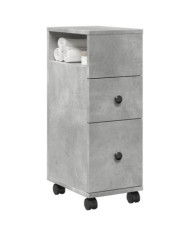 Meuble étroit de salle de bain à roulettes gris béton | Mobilier & Déco