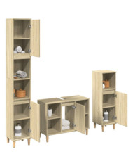 Ensemble de meubles de salle de bain 3 pcs chêne sonoma | Mobilier & Déco