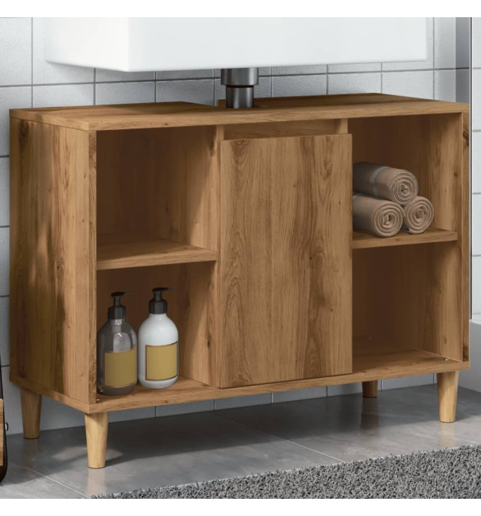 Armoire de salle de bain chêne artisanal bois d'ingénierie | Mobilier & Déco
