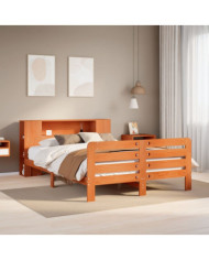 Cadre de lit sans matelas cire marron 135x190cm bois pin massif | Mobilier & Déco
