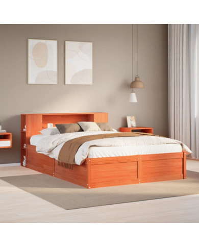 Cadre de lit sans matelas cire marron 120x190cm bois pin massif | Mobilier & Déco