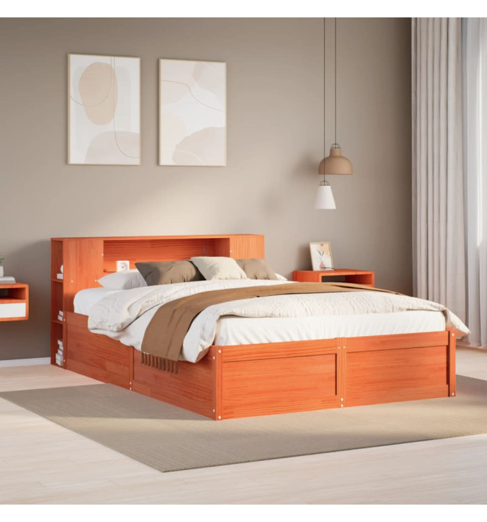 Cadre de lit sans matelas cire marron 120x190cm bois pin massif | Mobilier & Déco