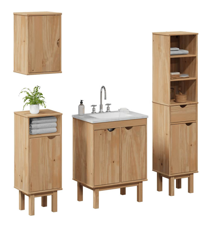 Ensemble de meubles salle de bain 4 pcs OTTA bois de pin massif | Mobilier & Déco