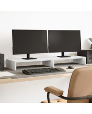 Support de moniteur blanc 100x27x10 cm bois d'ingénierie | Mobilier & Déco