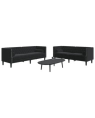 Ensemble de canapé Chesterfield et traversins 2pcs noir velours | Mobilier & Déco