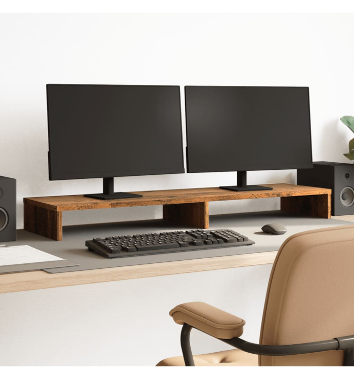 Support de moniteur vieux bois 100x27x10 cm bois d'ingénierie | Mobilier & Déco