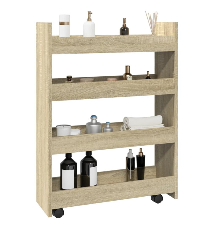 Chariot de rangement étroit 4 niveaux chêne sonoma | Mobilier & Déco