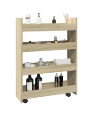 Chariot de rangement étroit 4 niveaux chêne sonoma | Mobilier & Déco