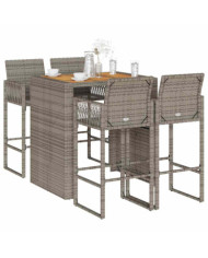 Ensemble de bar de jardin 5 pcs sans coussins gris poly rotin | Mobilier & Déco