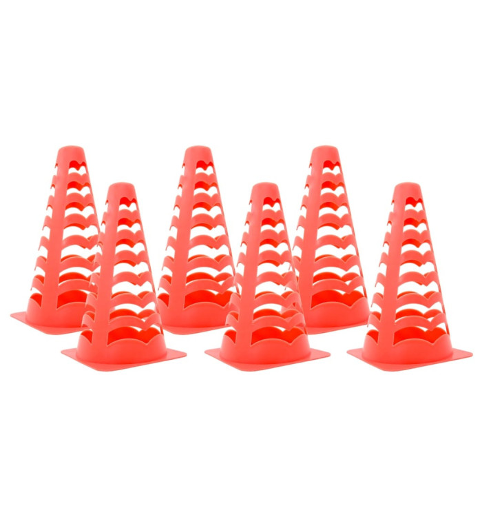 Cônes de football 6 pcs empilables orange 13x13x22,5 cm | Mobilier & Déco