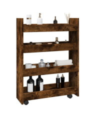 Chariot de rangement étroit 4 niveaux chêne fumé | Mobilier & Déco