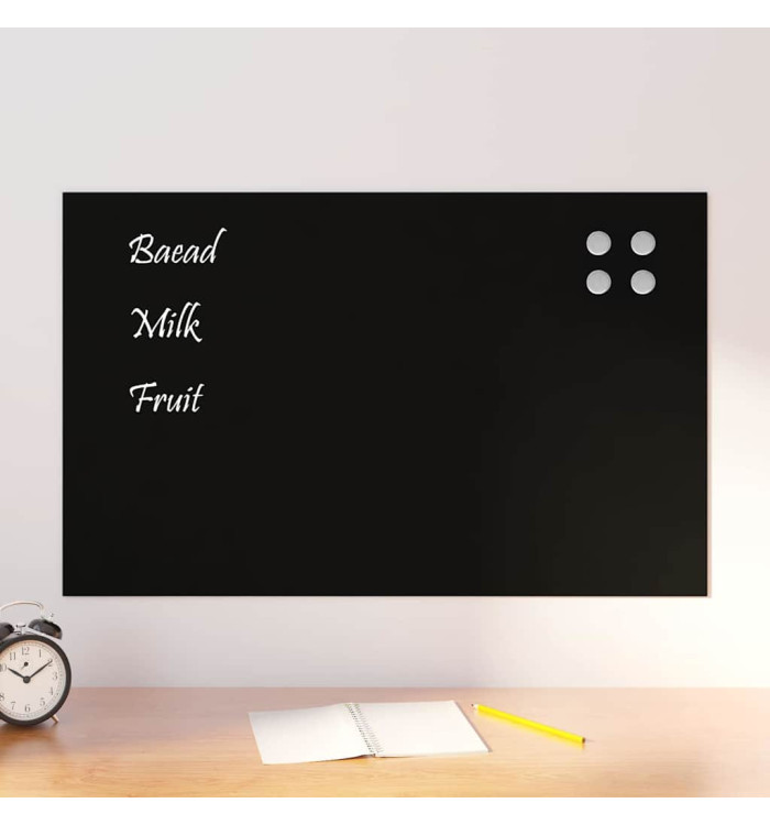 Tableau noir magnétique mural Noir 80x50 cm Verre trempé | Mobilier & Déco