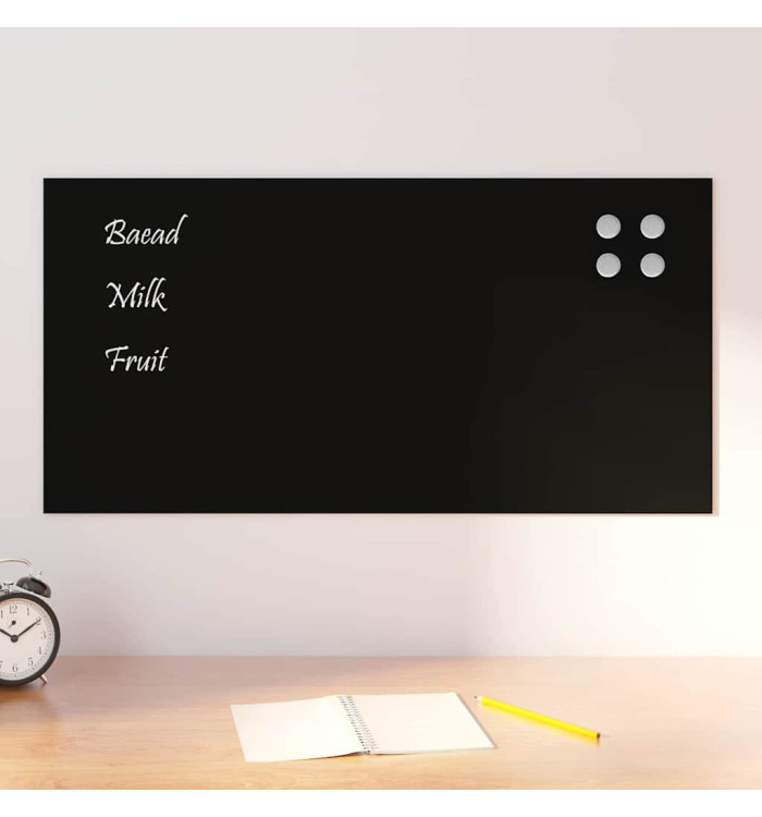 Tableau noir magnétique mural Noir 80x40 cm Verre trempé | Mobilier & Déco