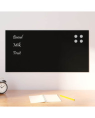 Tableau noir magnétique mural Noir 80x40 cm Verre trempé | Mobilier & Déco