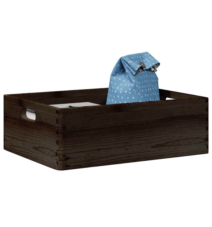 Boîte en bois avec poignées noir 40x30x13 cm bois de pin massif | Mobilier & Déco