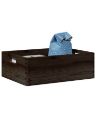 Boîte en bois avec poignées noir 40x30x13 cm bois de pin massif | Mobilier & Déco