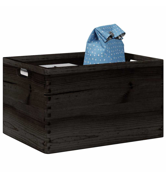 Boîte en bois avec poignées noir 40x30x23 cm bois de pin massif | Mobilier & Déco