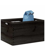 Boîte en bois avec poignées noir 40x30x23 cm bois de pin massif | Mobilier & Déco