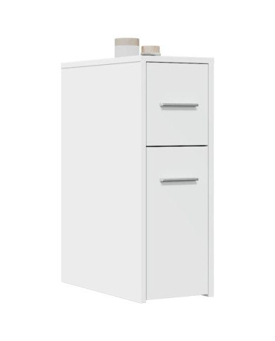 Armoire de salle de bain étroite avec roulettes blanc | Mobilier & Déco